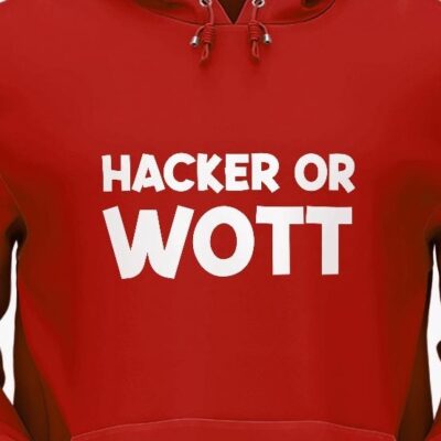 ‘Hacker or Wot’ Hoodie Red
