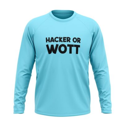 ‘Hacker or wot’ Full sleeve T-Shirt Sky blue