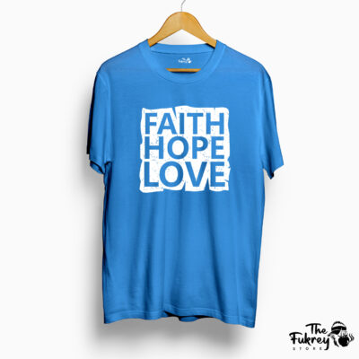 Faith Hope Love Half T-Shirt Blue