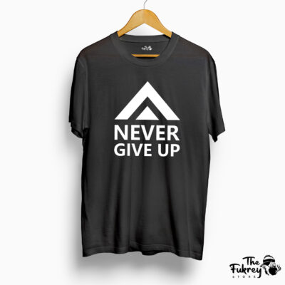 Never Give Up Half Sleeve T-Shirt Black