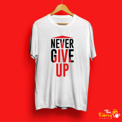 Never Give Up Half T-Shirt White