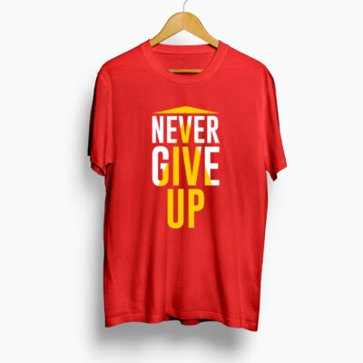 Never Give Up Half T-Shirt Red