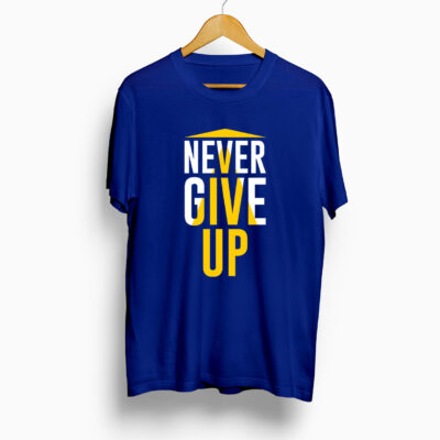 Never Give Up Half T-Shirt Blue