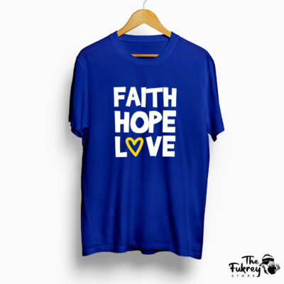 Faith Hope Love Half T-Shirt Blue