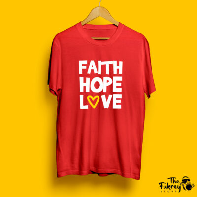 Faith Hope Love Half T-Shirt Red